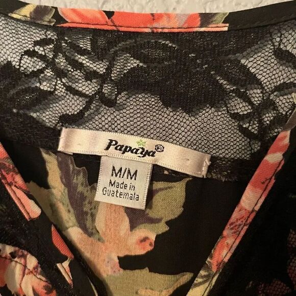 Papaya Womens Slip Lace Romper Floral Print Size Medium - Picture 3 of 4